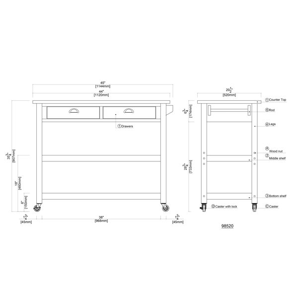 Birch Lane™ Leesburg Kitchen Cart with Stainless Steel Top & Reviews